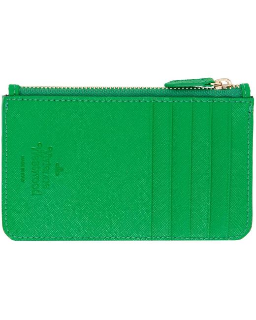 Porte-cartes vert en cuir saffiano synthétique à rabat arrondi Vivienne Westwood pour homme en coloris Green