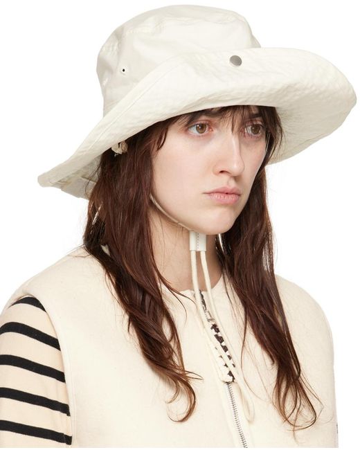 Jil Sander Natural Off-white Bucket Beach Hat