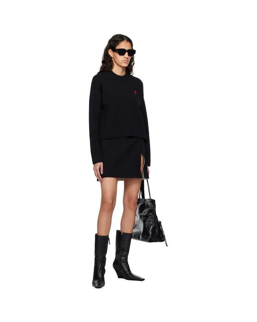 AMI Black Cinch Miniskirt