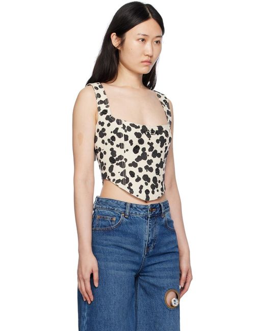 Débardeur blanc cassé en denim à motif dalmatien Area en coloris Black