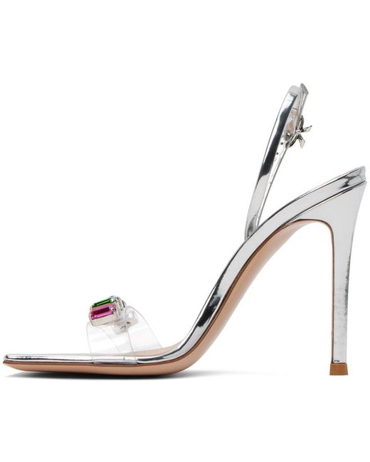 Sandales À Talon Aiguille Ribbon Candy Argentées Gianvito Rossi en coloris Metallic