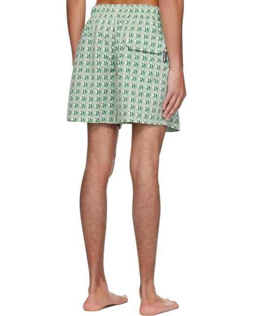 Palm Angels Green Off- 'Pa' Diamond Swim Shorts for men