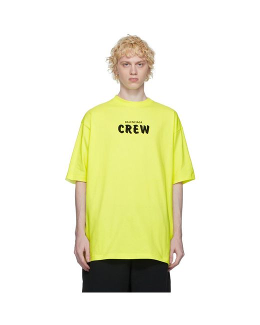 T-shirt jaune Crew Balenciaga pour homme en coloris Jaune | Lyst