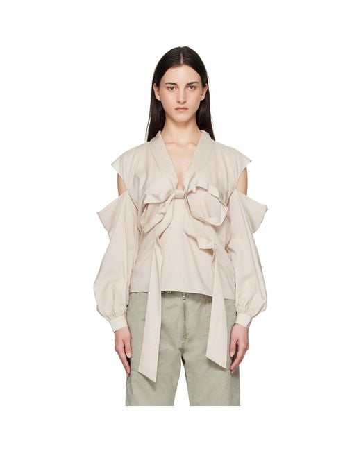 Acne Natural Cut-Out Bow Blouse