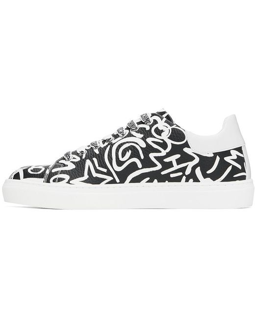 Moschino Black Leather Low-top Sneakers for men