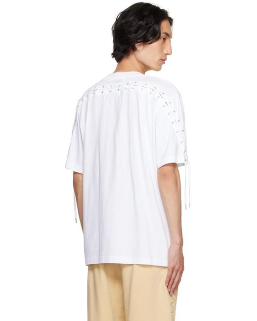 Jean Paul Gaultier White 'the Lace-up Jpg' T-shirt for men