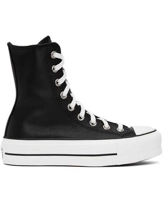 Converse Leather Chuck Lift High Sneakers in Black | Lyst Canada