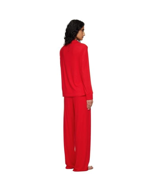 Skims Red Soft Lounge Sleep Pyjama Set