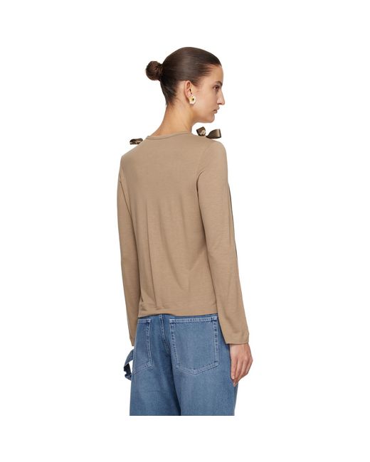 Simone Rocha Blue Tan Bow Ribbon Tail Long Sleeve T-Shirt