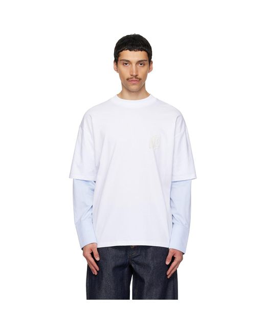 Egonlab White Sculpted Cotton Shirt T-Shirt for men