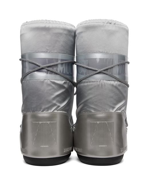 Moon Boot Gray Icon Glance Satin Boots