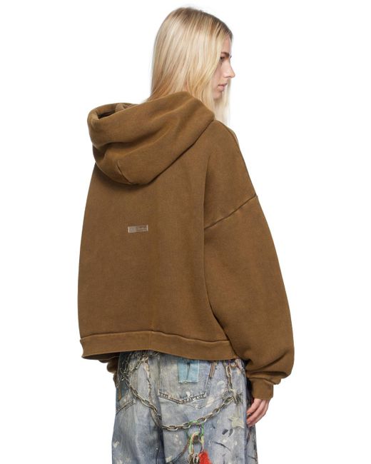 Acne タン ガーメントダイ フーディ Brown