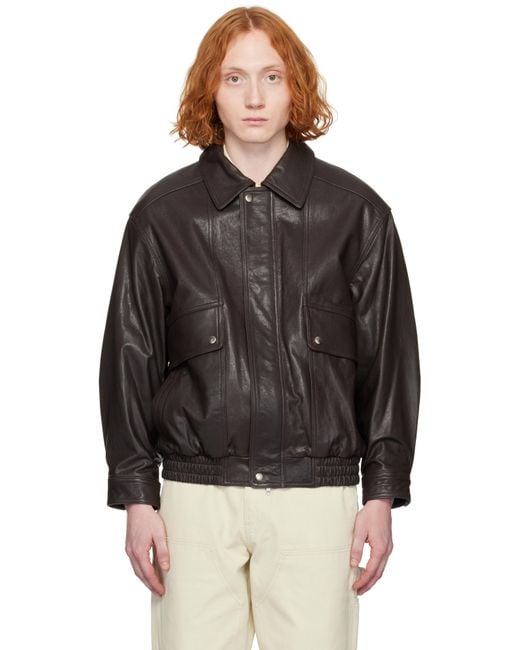 DUNST Black Oversized Vintage Leather Jacket for men