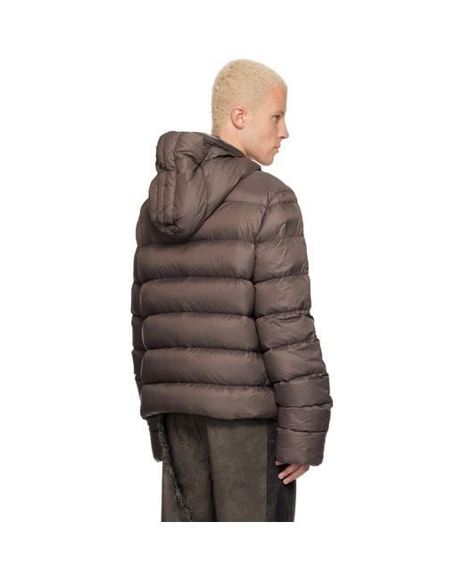 Rick Owens Brown Taupe Tower Hooded Down Jacket for men