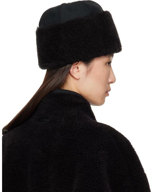 LE17SEPTEMBRE Black Faux-Shearling Hat