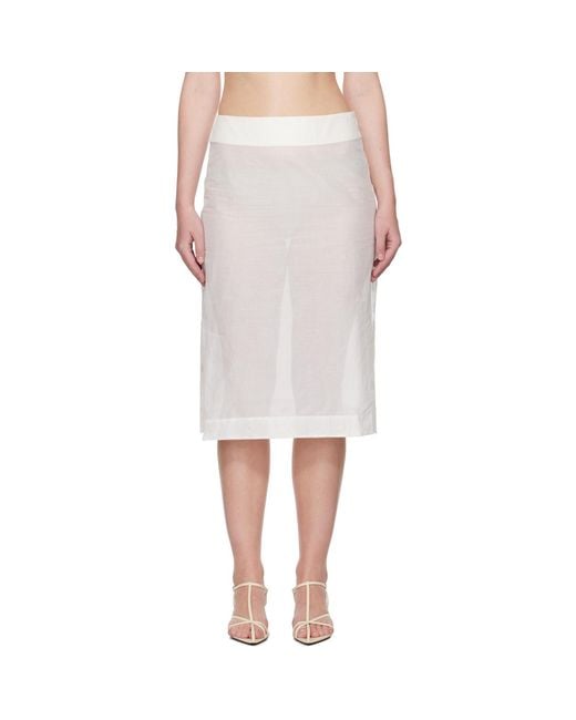 Rohe White Embroidered Organza Midi Skirt