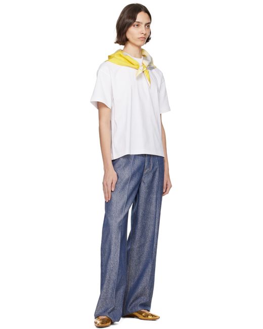 Bottega Veneta Denim Jacquard Wide Leg Trousers in Blue | Lyst