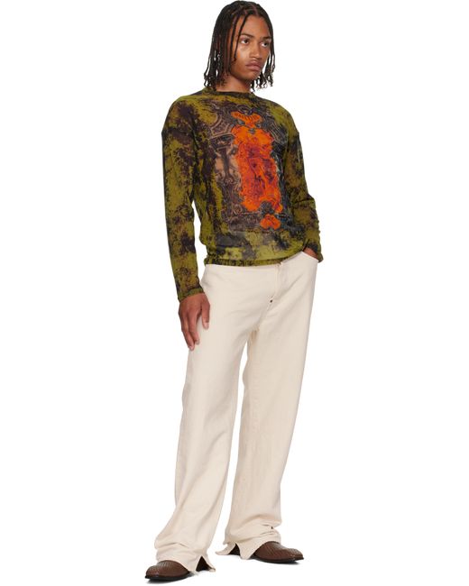 Haut Surdimensionné Noir Et Kaki À Imprimé Médaillon Jean Paul Gaultier pour homme en coloris Black