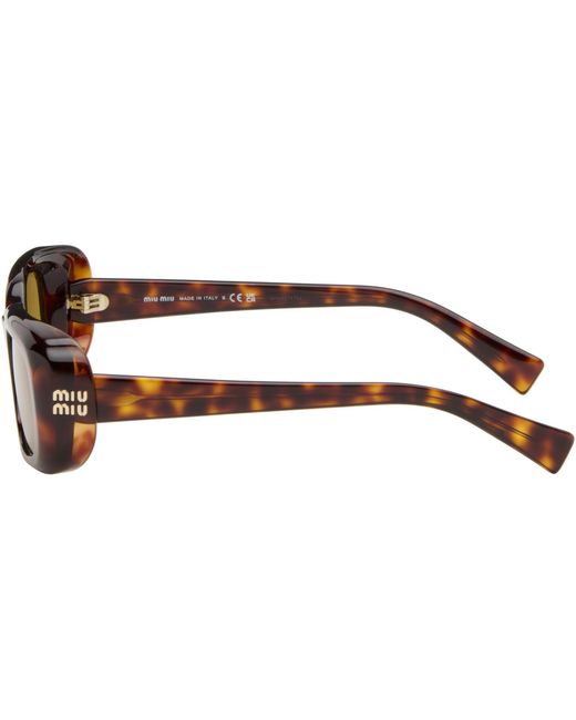 Miu Miu Brown Rectangular Sunglasses