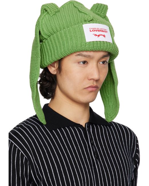 Charles Jeffrey Green Chunky Rabbit Beanie for men