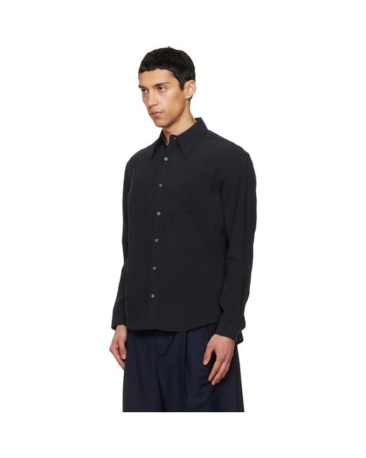 TONYWACK Black Silk Crepe Shirt for men