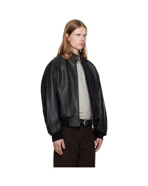 Studio Nicholson Black Over Leather Jacket for men