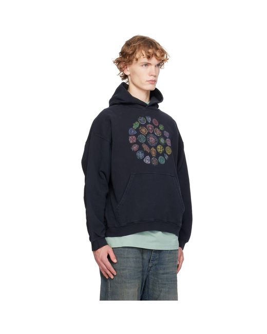 Balenciaga Blue Logo Spiral Medium Fit Hoodie for men