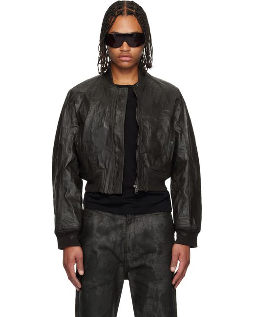 Det Blev Sent Black Crack Waxed Denim Locust Bomber Jacket for men