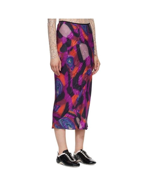 Dries Van Noten Purple Printed Midi Skirt