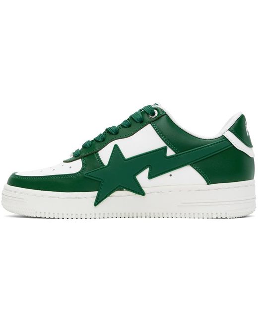 A Bathing Ape Green & White Sta Os Sneakers for men