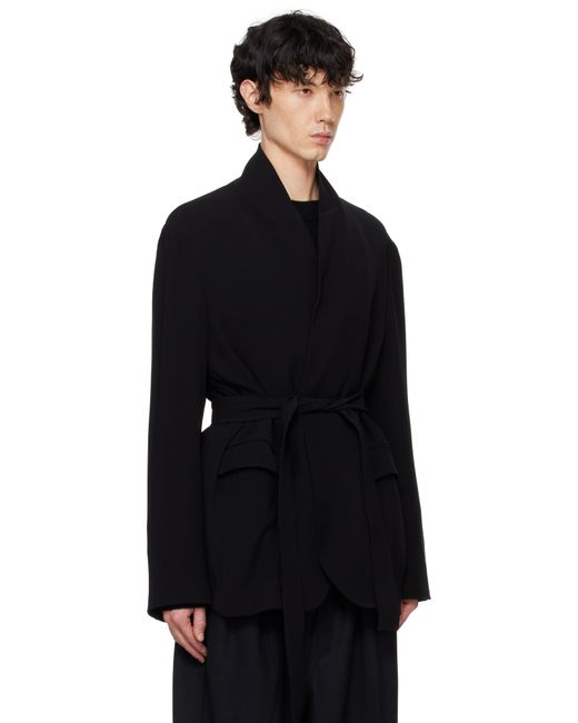 メンズ RAINMAKER KYOTO ブラック スタンドアップ ショールカラー ジャケット Black