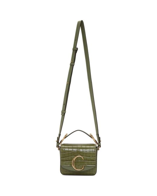 Chloé Green Croc Mini C Bag