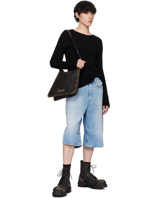 メンズ Acne ブルー ルーズフィット デニムショートパンツ Blue