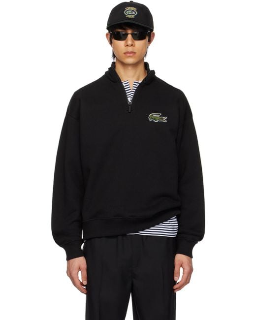 Lacoste Black Quarter Zip Sweater for men