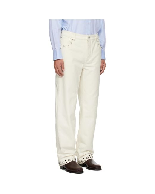 Valentino White Off- Studded Trousers for men