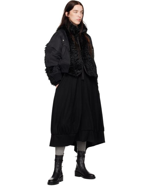 【sacai】関税込☆フェイクファー ボンバージャケット Sacai フェイクファー&ナイロンツイル ボンバージャケット