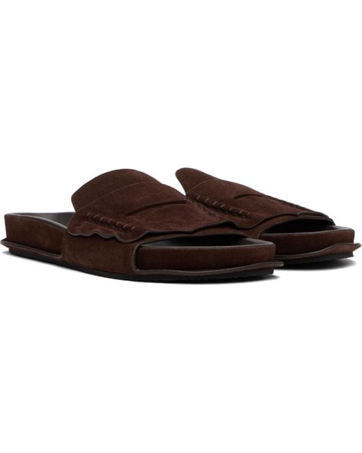 Jacquemus Black Suede Loafer Sandals for men