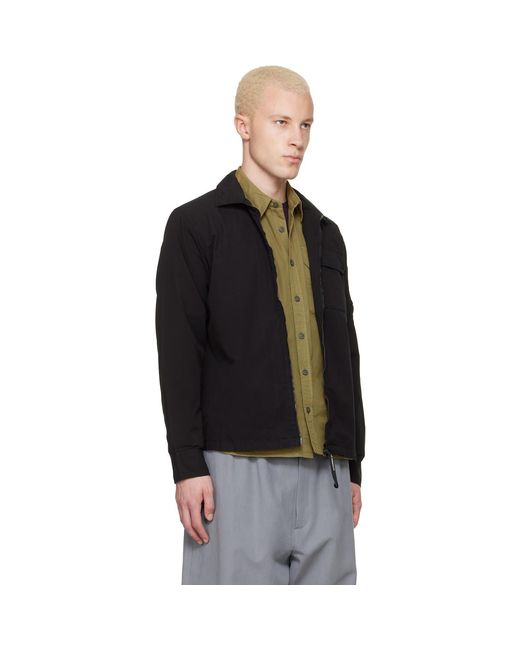 C P Company Black Organic Gabardine Zipped Lens Overshirt for men
