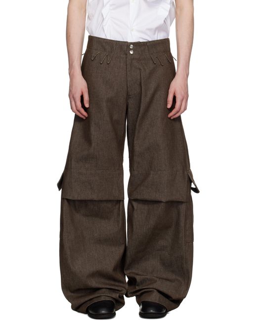 YAKU Brown Grandad Cargo Pants for men