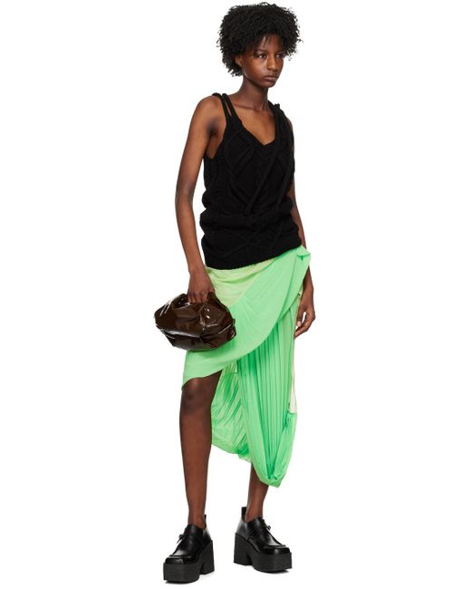 Dries Van Noten Green Asymmetric Midi Skirt