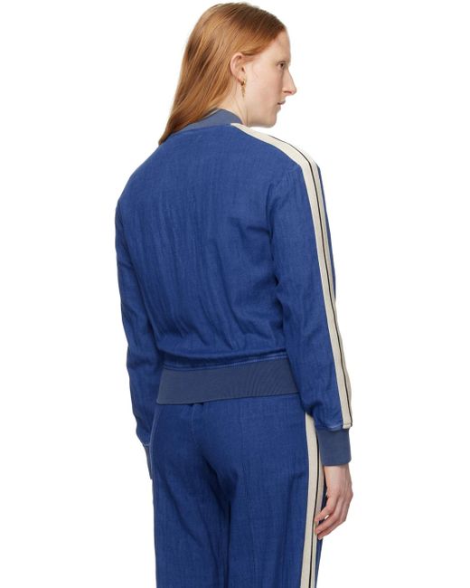 Palm Angels Blue Embroidered Track Jacket