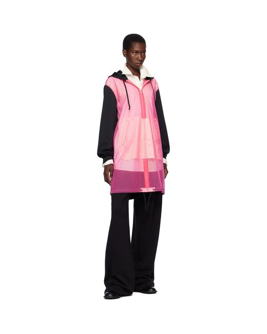 Comme des Garçons Pink Polyester Thick & Nylon Tulle Zip-Up Hoodie
