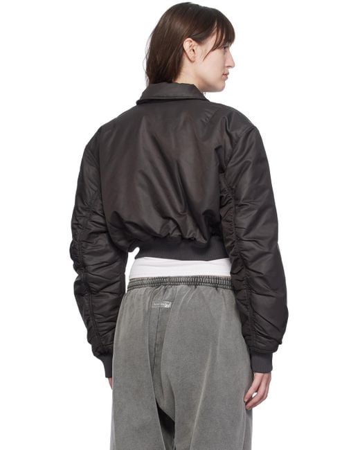 Acne グレー リラックスフィット ボンバージャケット Black