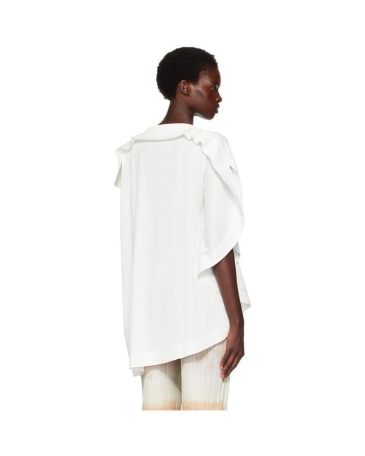 Pleats Please Issey Miyake White A-Poc Slice Blouse