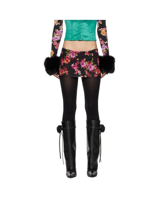 GUIZIO Black Floral Miniskirt