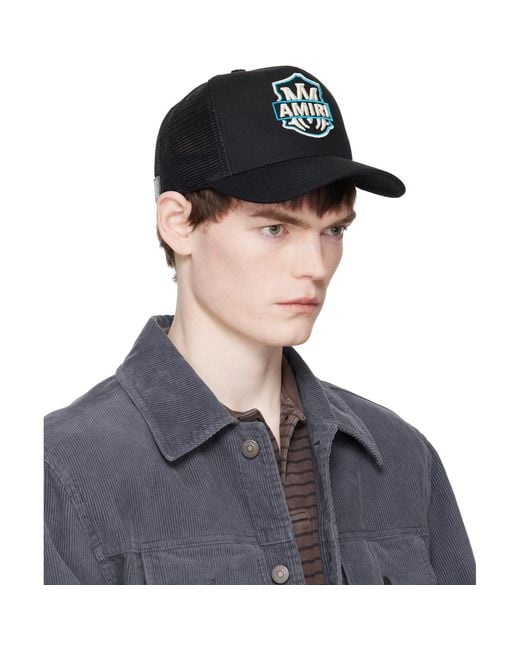 Amiri Black Ma Emblem Trucker Cap for men