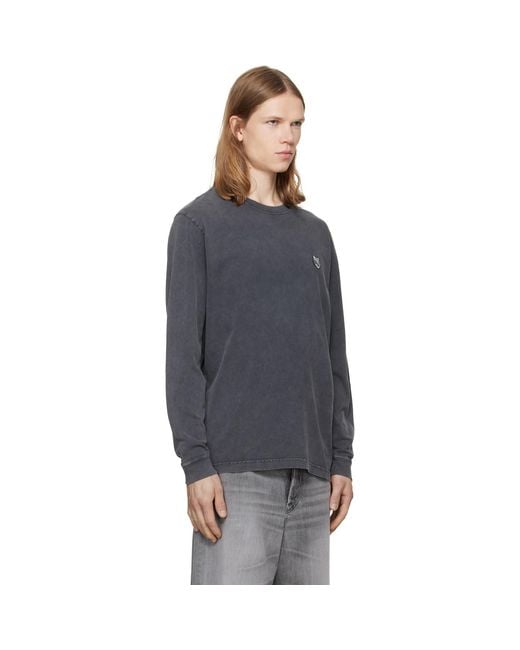 Maison Kitsuné Gray Fox Head Faded Comfort Long Sleeve T-Shirt for men