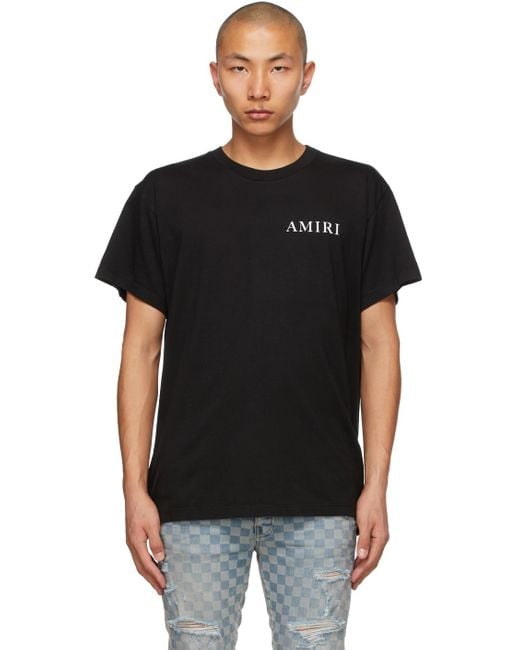 Amiri Black Leaves Logo T-shirt for men