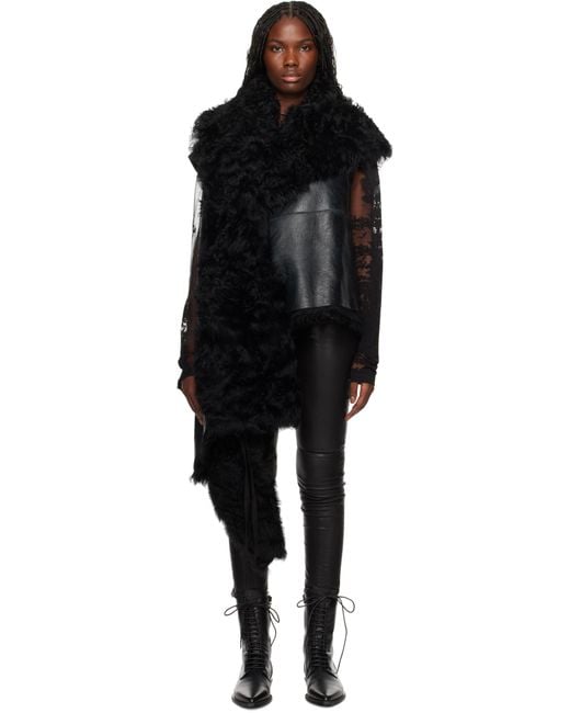 Ann Demeulemeester Black Svea Asymmetric Shearling Vest