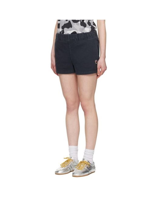 A Bathing Ape Blue Pigment Dyed One Point Sweat Shorts